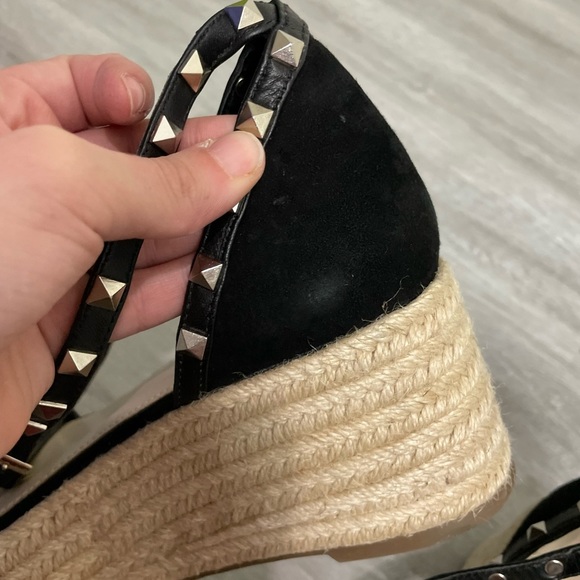 Marc Fisher Jazlyn Black Stud Platform Wedge 8.5 Leather Upper - Picture 6 of 9